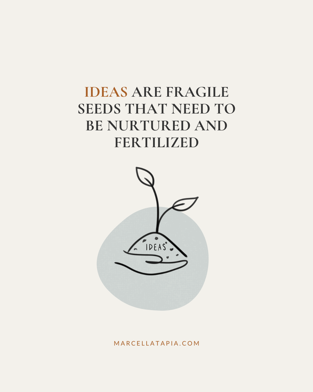 Ideas are fragile seeds that need to be nurtured and fertilized